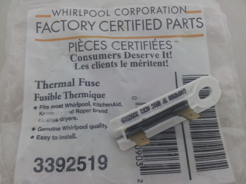 Fusible Termico Secadora Whirlpool 3392519 Pin Fino Original