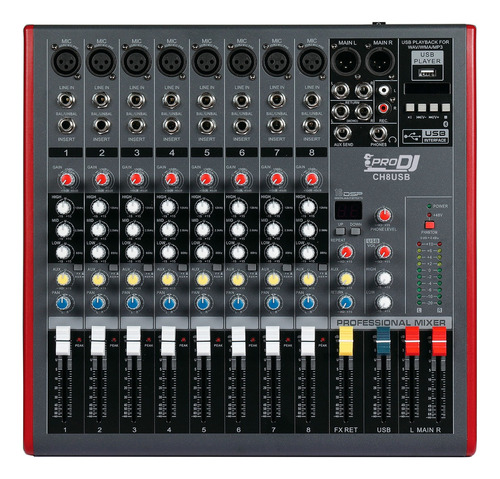 Mezclador Análogo Pro Dj Ch8 Usb