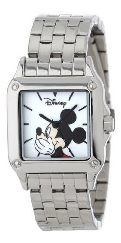 Reloj W Square Steel Mickey Mouse De Plata Para Pulser