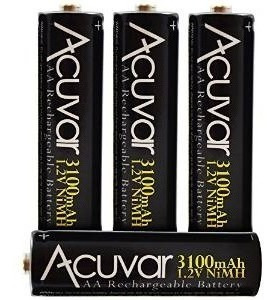 4 Acuvar Alta Capacidad Pilas Recargables Aa 3100mah Nimh