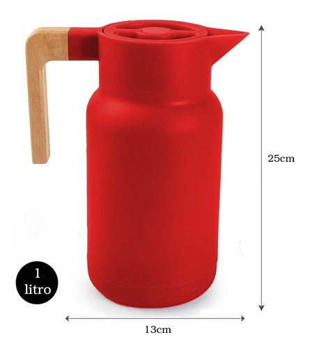 Imagen 5 de 9 de Termo Jarra Termica Eco Deco Mango Madera 1 Lt D+m Bazar
