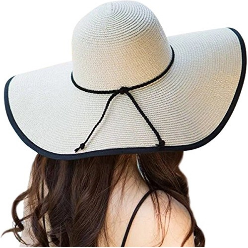 Sombrero De Paja Para Mujer Con Ala Ancha Plegable