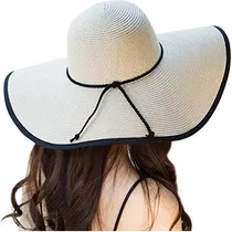 Comprar Sombrero De Paja Para Mujer Con Ala Ancha Plegable