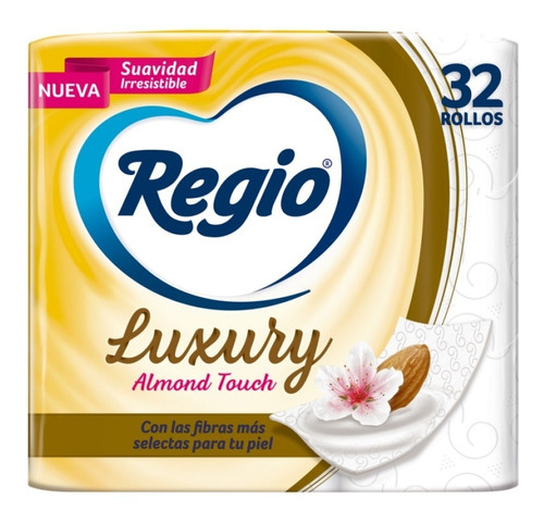 Imagen 1 de 5 de Papel Higiénico Regio Luxury Almond Touch 32 Rollos