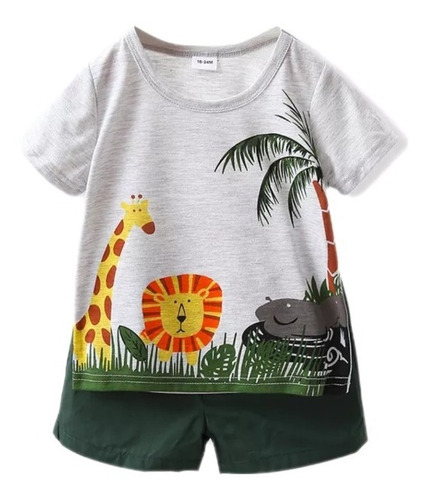 Conjunto De Camiseta Y Pantalones Con Estampado De Animales