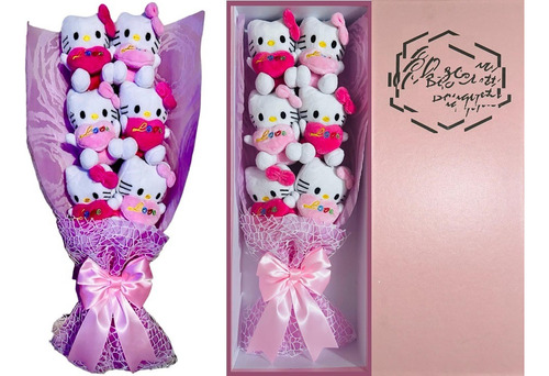 Ramo Kitty Corazón Love! Tam Jumbo En Caja De Lujo Y Luz Led