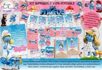 Comprar Kit Imprimible Candy Bar Los Pitufos Pitufina 100% Editable