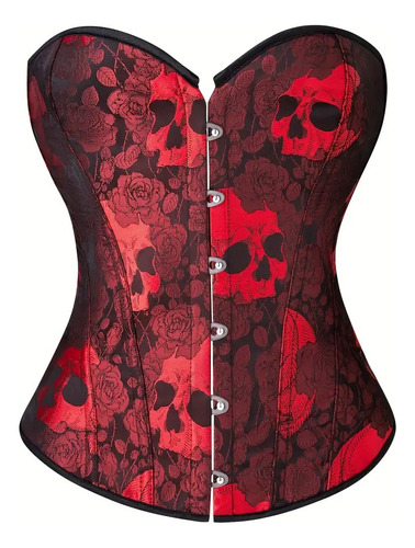 Corset Calavera Gotico Dark Varilla Lenceria Sexy Busto Cint