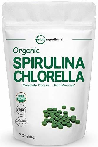 Chlorella Spirulina Organica 3000mg, 720 Tabletas, 120 Porci
