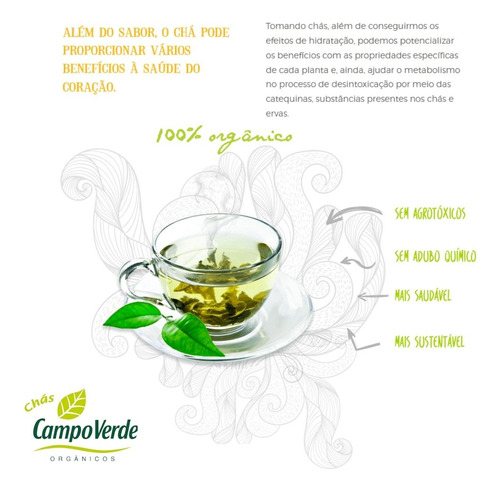 Kit 3 Capim Cidreira Chá Orgânico Campo Verde 10 Sachês