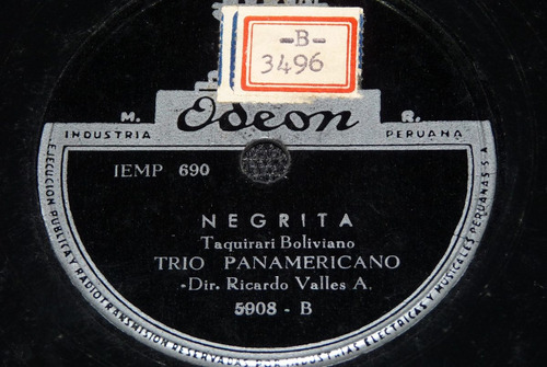 Jch- Trio Panamericano Negrita / Lunarcito 78 Rpm Vinilo