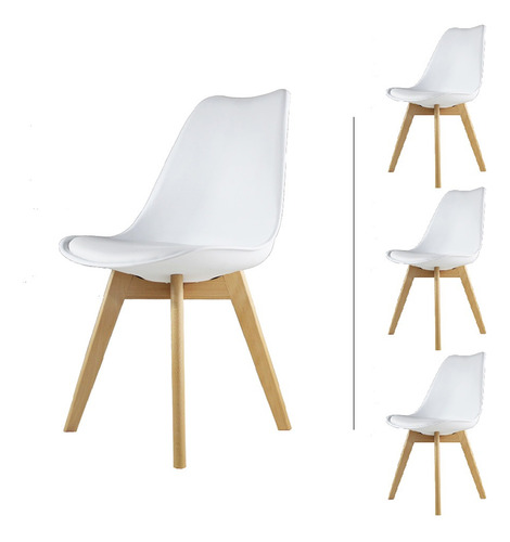 Set 4 Sillas Eames Mundo In Hood Acojinadas Comedor