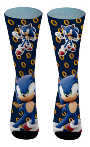 Meias Divertidas Coloridas Estampadas Personagem Sonic 