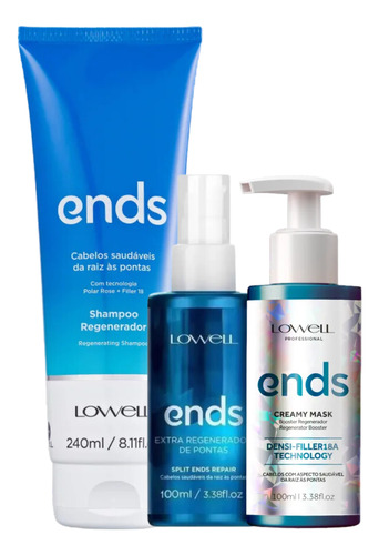 Kit Lowell Ends Sh 240ml + Leave-in 100ml+ Creamy Mask 100ml