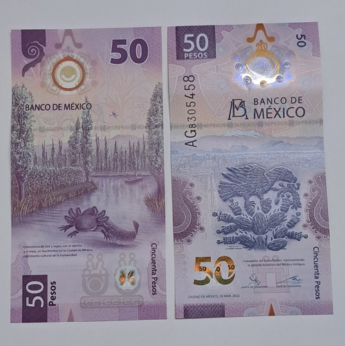 Billete $50 Pesos Ajolote Serie Ag Con Error De Impresión