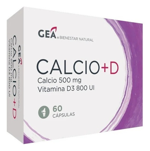 Gea Calcio + D Calcio 500 Mg Vitamina D3 800 Ui 60 Cápsulas