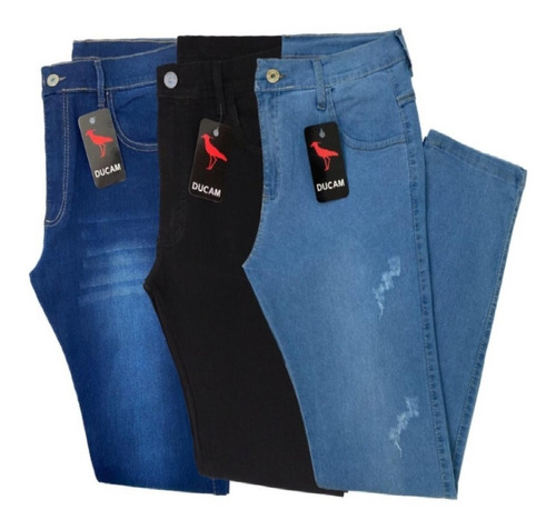 Imagem 2 de 7 de Kit 3 Calça Jeans Masculina Original Slim