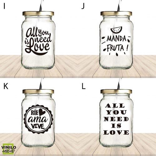 Vinilo Decorativo Para Frascos - Frases Varias X12unid