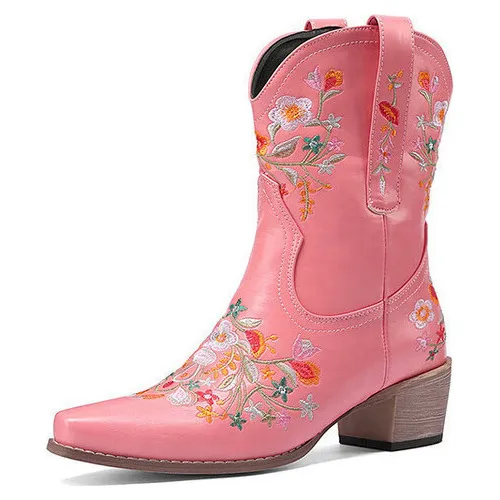 comprar Botas Vaqueras Para Mujer, Vaqueras Con Bordado De Flores