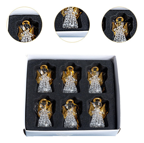 6 Adornos Colgantes Para Árbol De 2,1 Cm X 4,2 Cm Oro