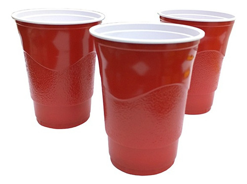 Set 50 Vasos Rojos 500cc Ideal Para Fiestas - Beer Pong Color Rojo
