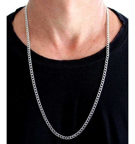 Conjunto Masculino Corrente E Pulseira Banhado A Prata 925