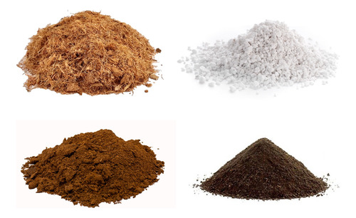 Kit De Sustratos / Fibra De Coco, Peat Moss, Perlita, Humus