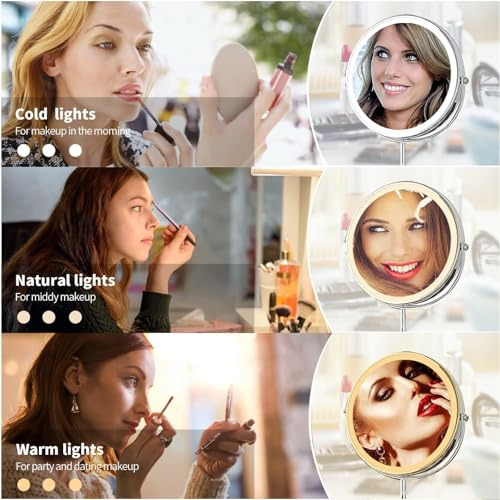 Espejo De Maquillaje Iluminado 8 Con Aumento 10x