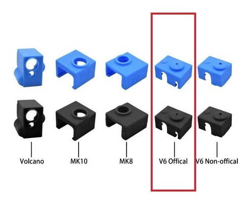 Aislante Hotend Extrusor Silicona Azul Bloque V6 Oficial