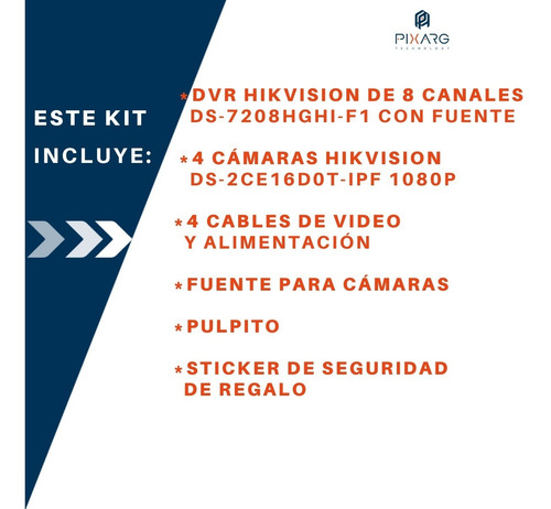 Imagen 2 de 6 de Kit 4 Camaras 2mpx 1080p Dvr 8 Ch Hikvision Full Hd Lite P2p