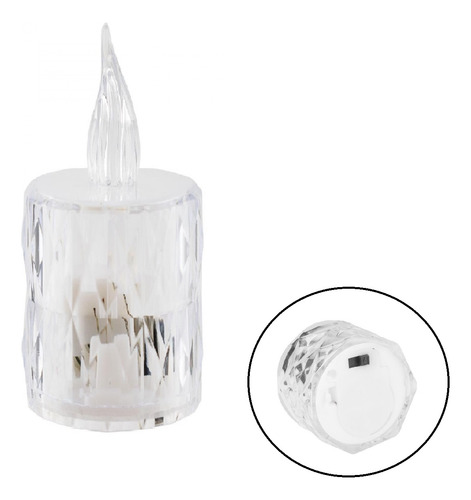 Vela Led Transparente Eletrônica Luz Amarela 6,5cm Decoração