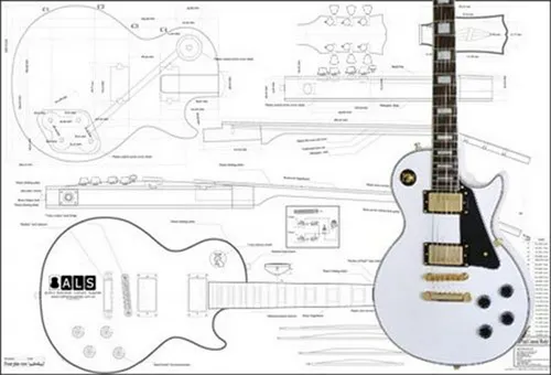 Plano De Guitarra Eléctrica Gibson Les Paul Custom - Impresi