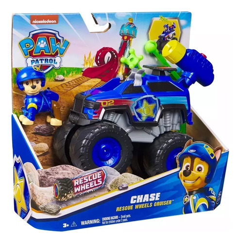 Paw Patrol Vehiculo+fig Chase Rescue Wheels Lanza Proyectil Chase