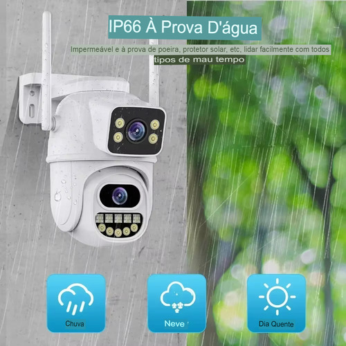 Kit 2 Câmera Segurança Wifi A33h App Icsee Lente Dupla 6mp Cor Branco