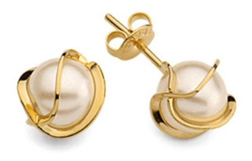 Aros Oro Laminado Perla Blanca - Joyas Mujer Regalo Moda