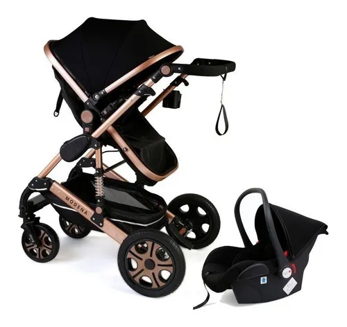 Cochecito Para Bebé Carrito Rainbow Dinamic Color Beige Color del chasis  Negro