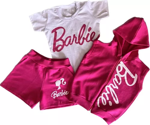 Conjunto Roupa Barbie Colegial Infantil Menina Verão