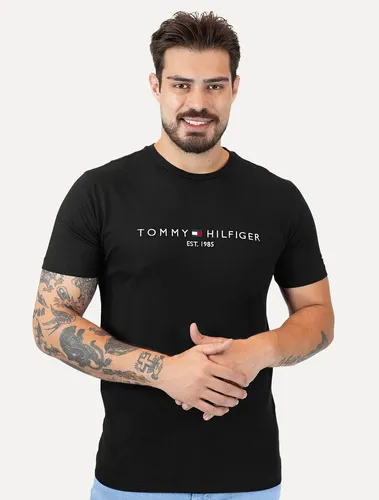 Camiseta Tommy Hilfiger Masculina Logo Tee Preta - Original