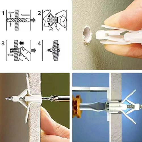 200pcs Bucha Aba Fly 6mm C/ Anel Drywall Gesso + Parafusos