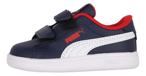 Zapatilla Puma Smash 3.0 Leather Niños Td Azul/blanco