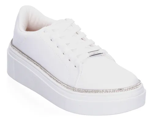 Tenis Casual Blanco Con Plataforma Rebelde Mujer Vizzano Env o