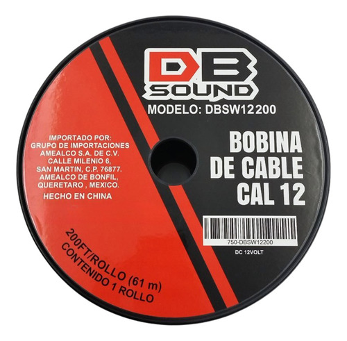 Bobina Cable De Bocina Db Sound Calibre 12. 61 Metros