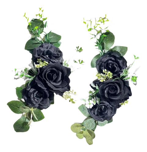 2 Piezas De Flores Artificiales Decoración Boda Arch Negro