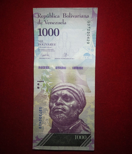 Billete 1000 Bolivares Venezuela 2017 Pick 95 Negro Primero 