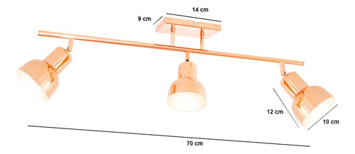 Lampara Aplique Plafon Techo Spot Movil 3 Luces Led Cobre