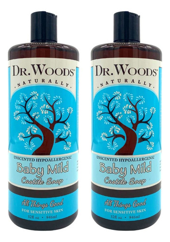 Jabón Líquido Suave De Castilla Dr. Woods, Sin Perfume, Para