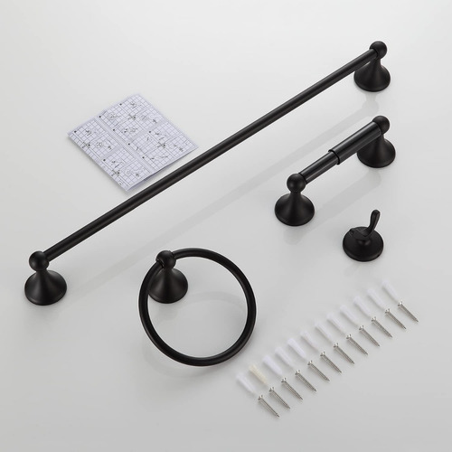 Imagen 2 de 3 de Juego Kit Accesorios Negro Mate Para Baños Acero Inoxidable
