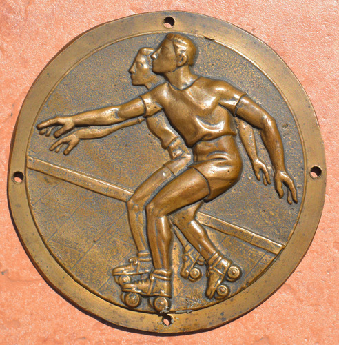 Antigua Placa De Bronce Patinaje