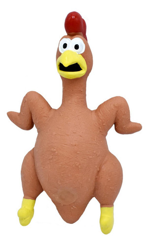 Pollo De Goma Con Sonido, Novedad, Divertido Juego Marrón