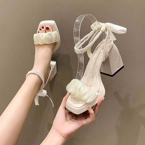 Sandalias Casuales De Verano Con Punta Cuadrada Para Mujer,